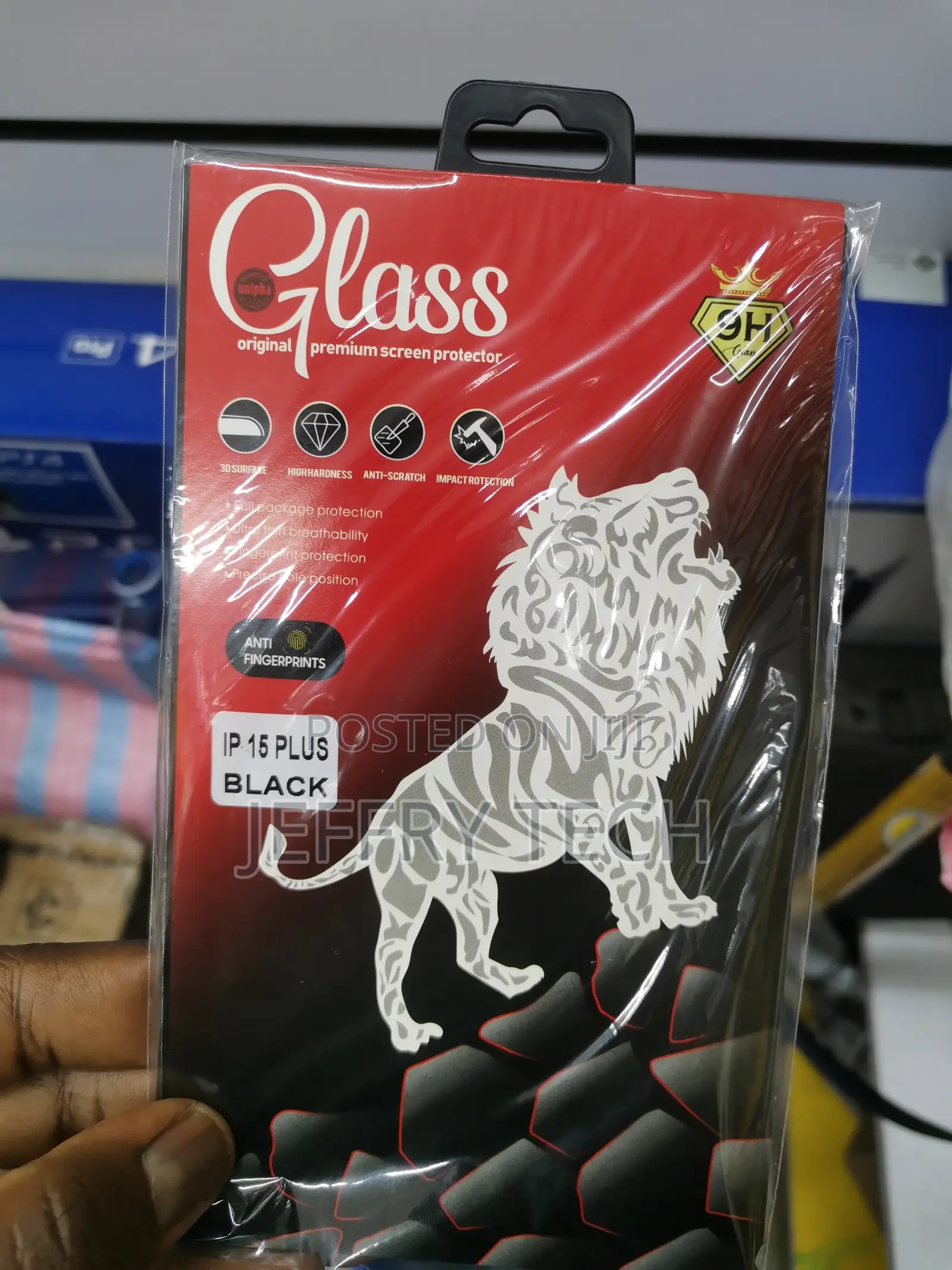 Screen Protector for iPhone 15 Plus Tempered Glass-Black