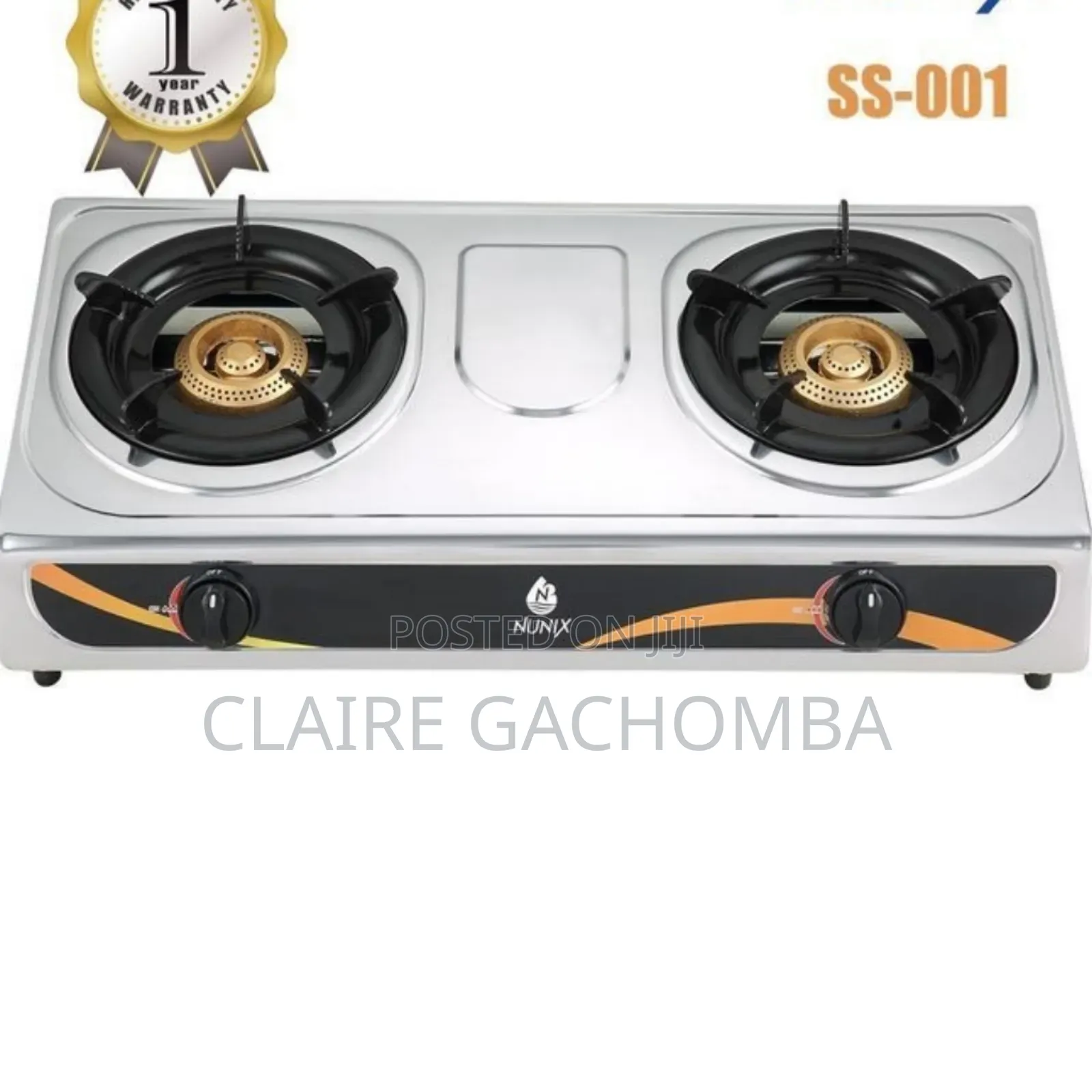 Nunix 2 Burner Stainless Steel Gas Cooker Autoignation