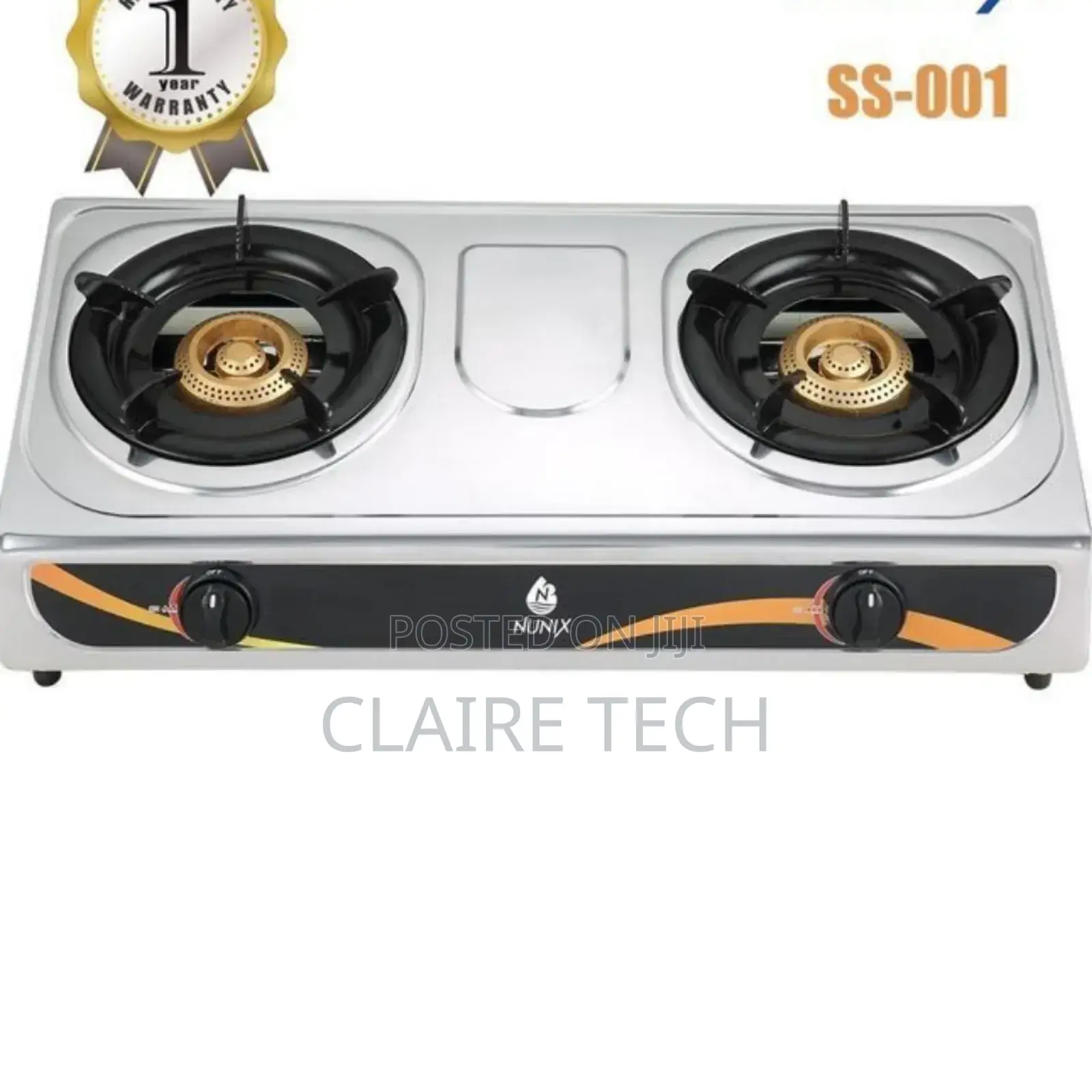 Nunix 2 Burner Stainless Steel Gas Cooker Autoignation