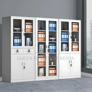 Cabinets: 2-Door Half Glass Office Cabinet With Drawers
