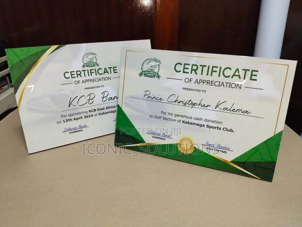 Corporate Award Certificates (A4 Size)
