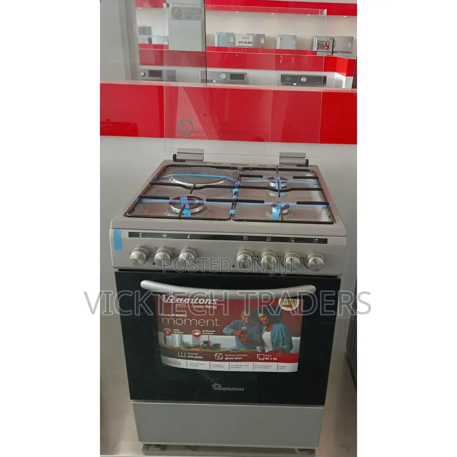 Cooker!Ramtons 3G+1E 60X60 Silver - Rc/606 (1yr Wrty)