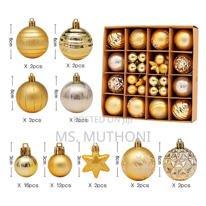 *42pc Gold Assorted Decorative Christmas Accessories