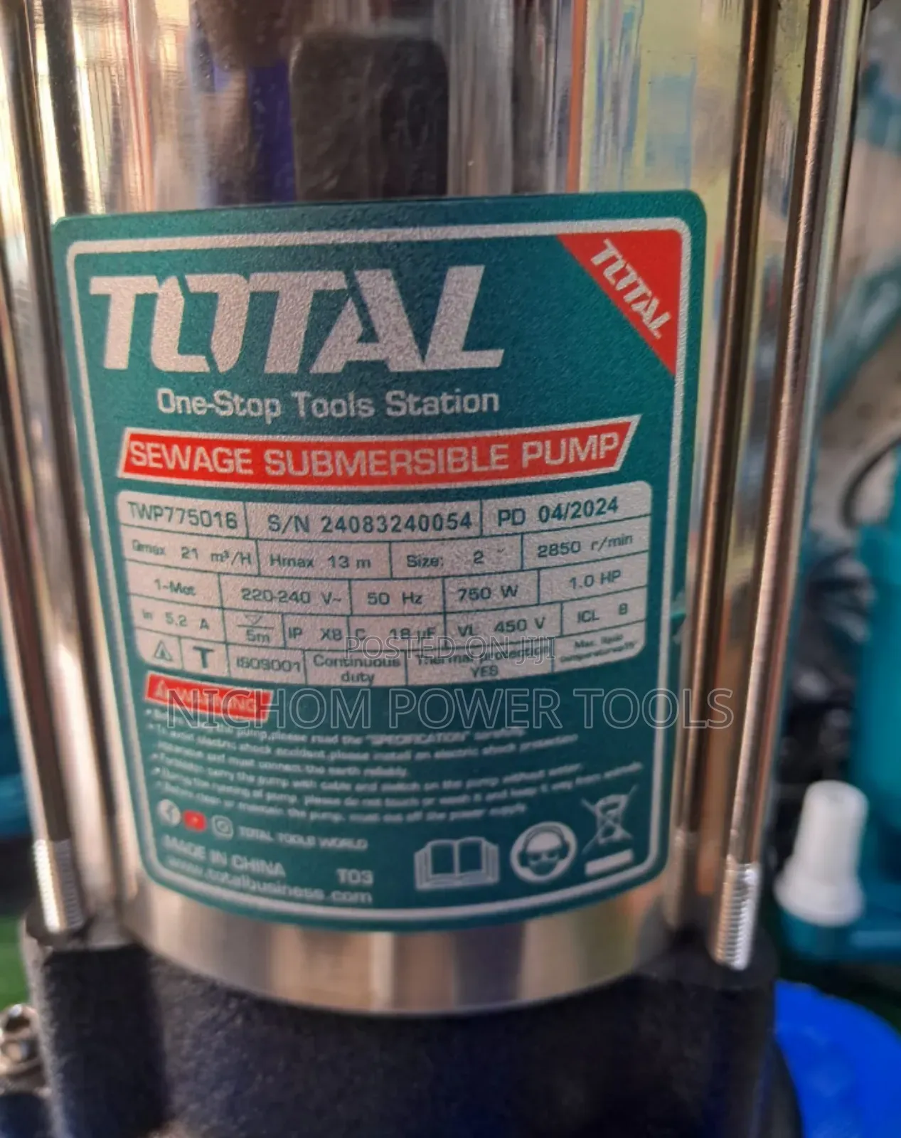 Total 1hp Sewage Submersible Pump
