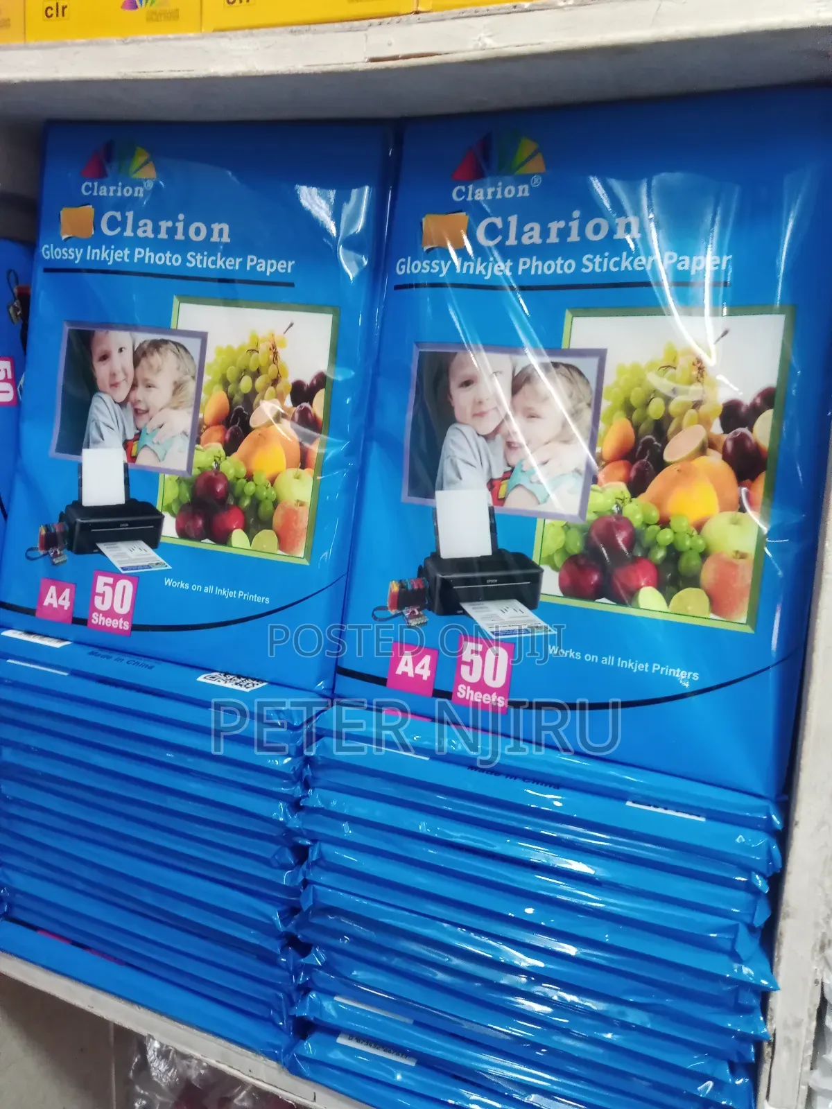 Clarion Glossy Inkjet Photo Sticker Paper A4 50 Sheets .