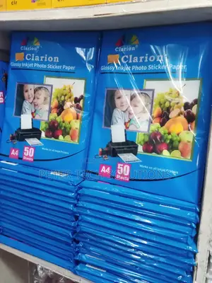 Clarion Glossy Inkjet Photo Sticker Paper A4 50 Sheets .