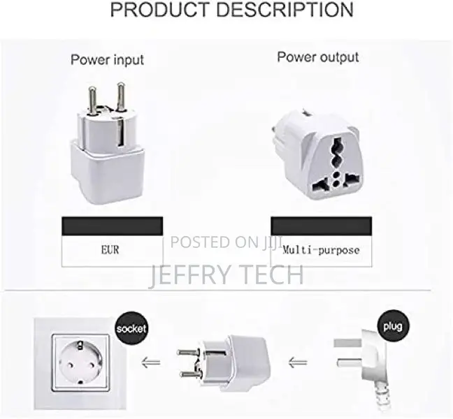 Topdeal Type E/F 2-Pin Grounded Plug Adapter