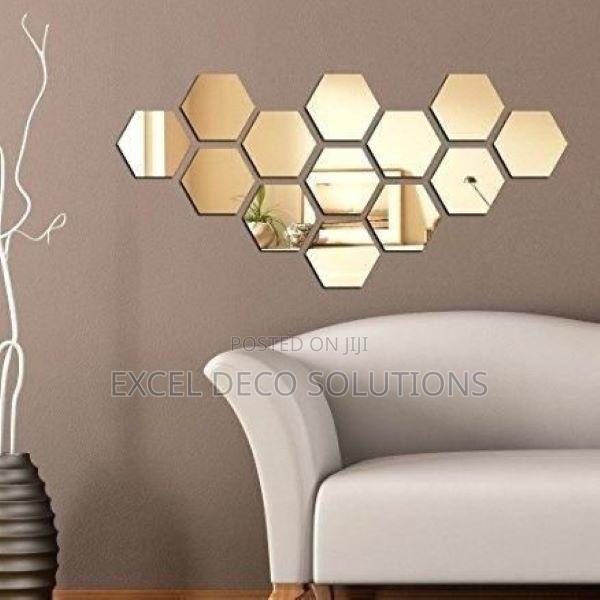 Modern Peel and Stick Hexagon Mirrors