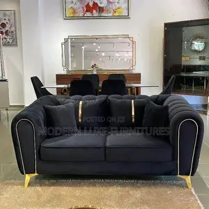 Black and Gold 3 Seater Sofa