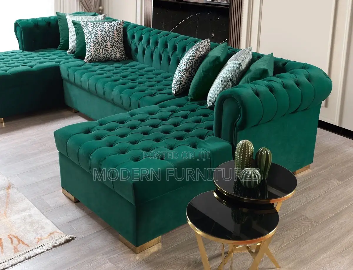 Jungle Green Luxurious U Chesterfield Sofa/Usofa