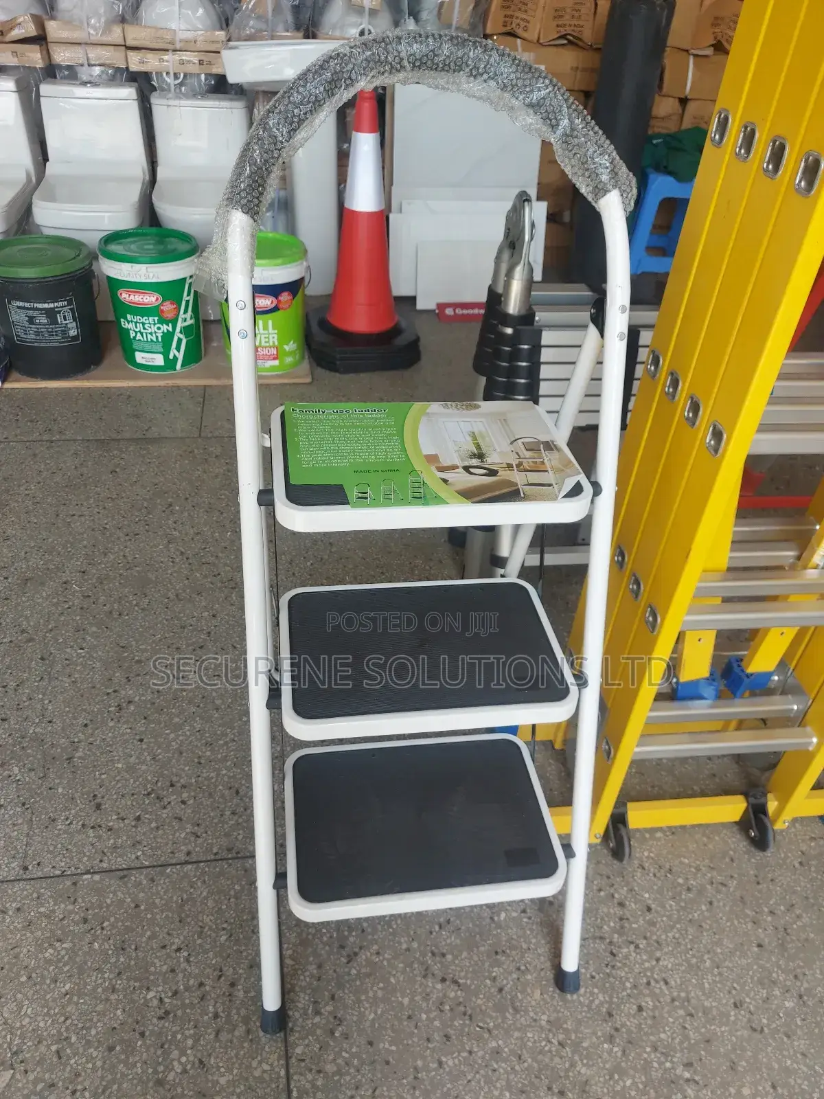 3 Steps Stainless Steel White Ladder.