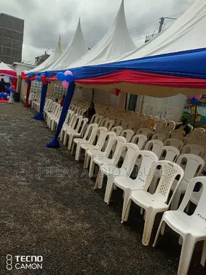 Big Drapped Tents Plastic Seats, Hire Seats, Tables Tent