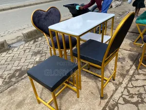 White Manicure Marble Table With 2 Styling Chairs Puff Stool