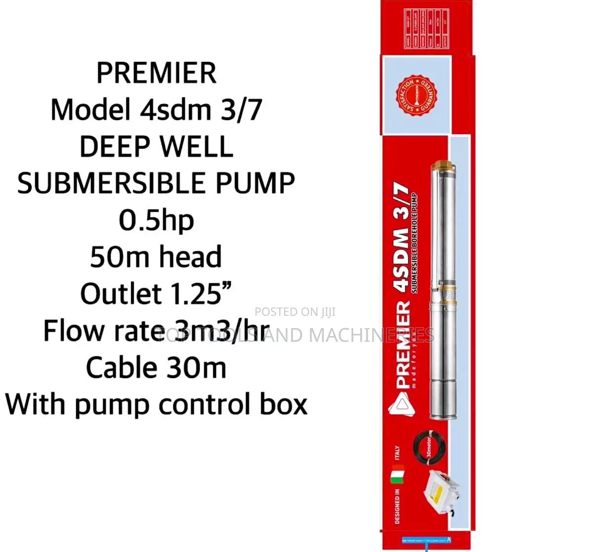 Premier 0.5HP 50 MTRS Head Deep Well Pump