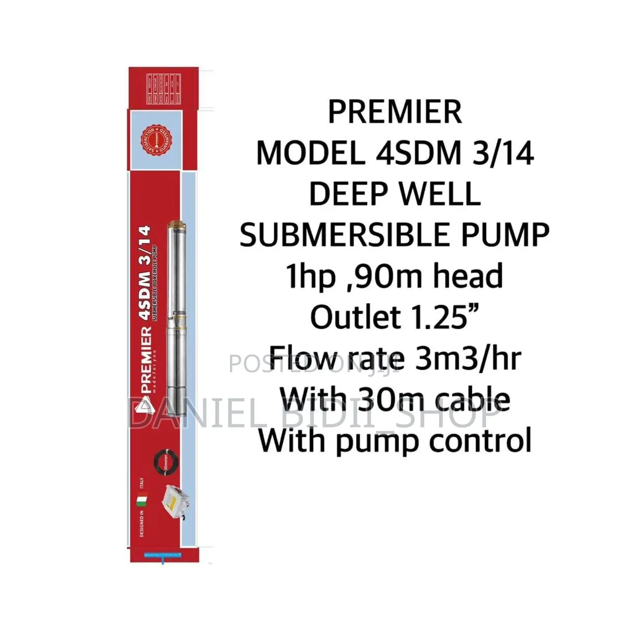 Premier Deep Well Pump 1hp 90m With Control Box