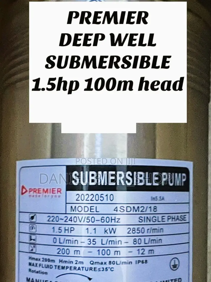 Premier Deep Well Submersible 1.5hp 100m Head