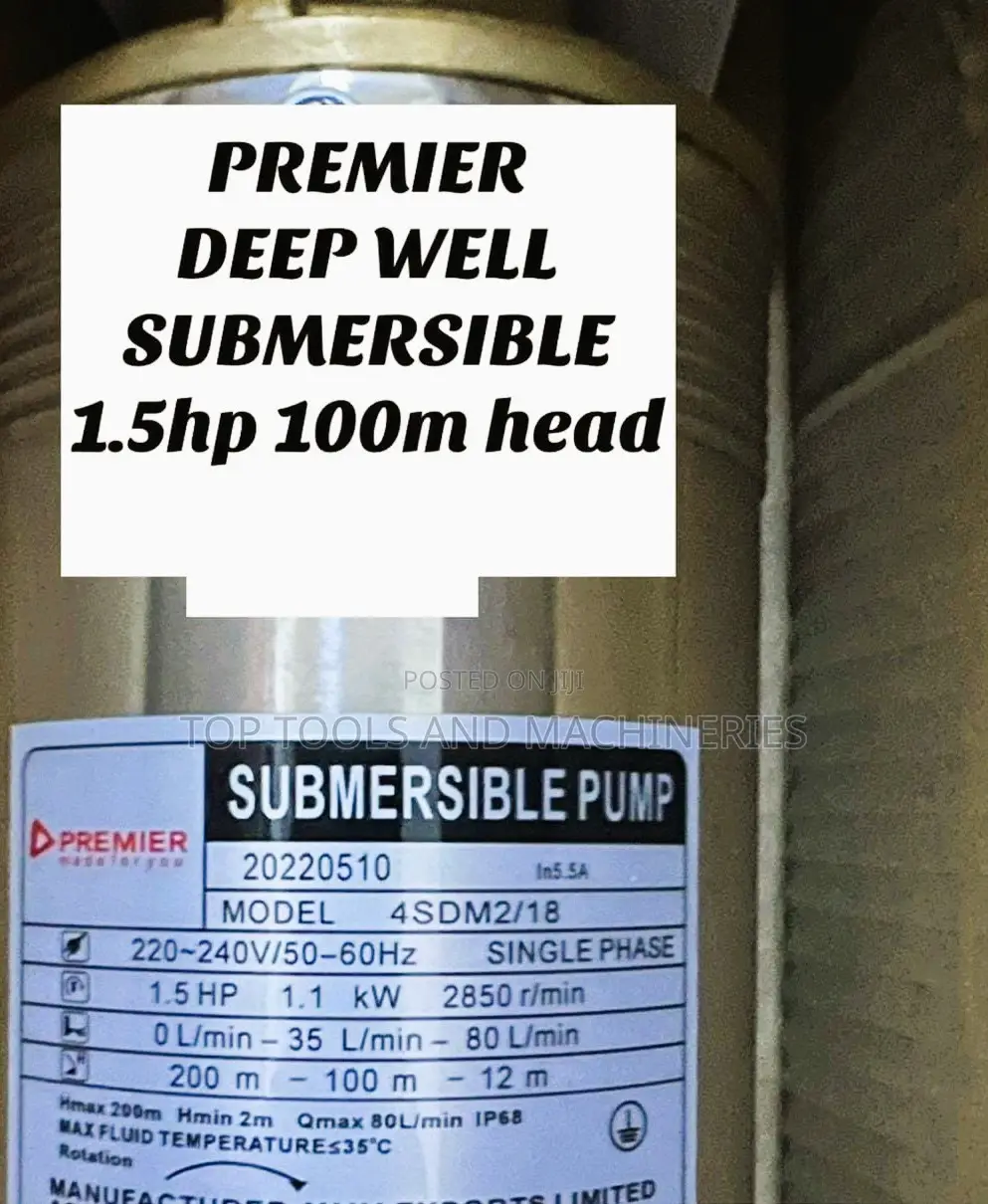Premier 1.5HP 100M Deep Well Submersible Pump
