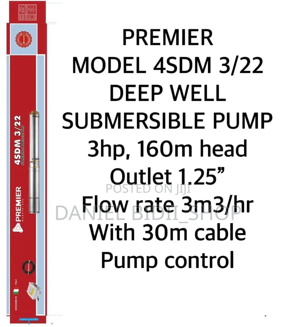 Premier 160m Ac Deep Well Submersible Pump 600w 11⁄2inch