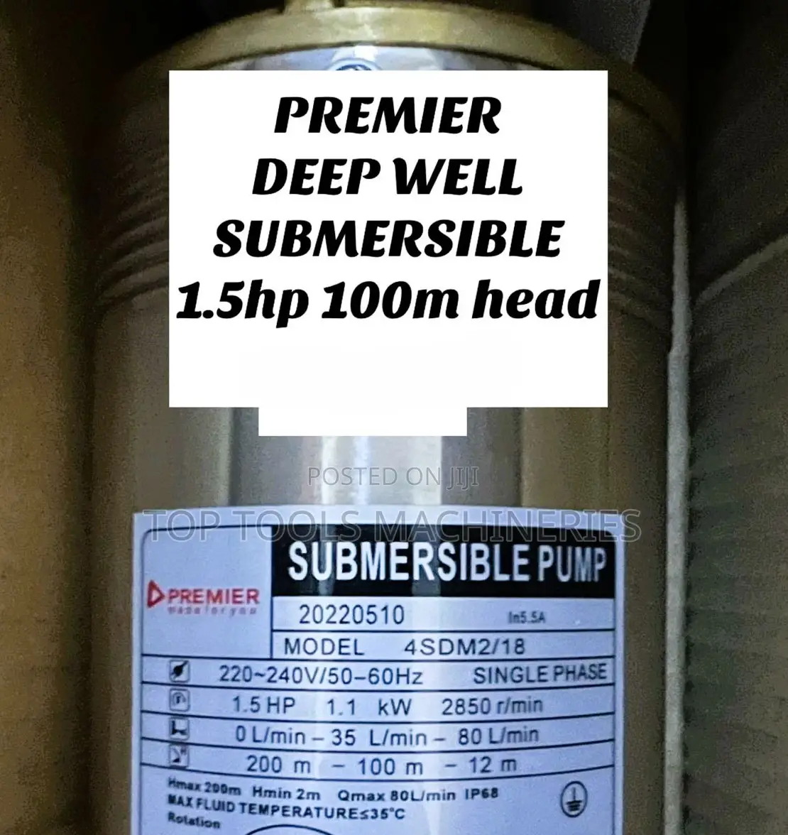 Premier 1.5hp 100m Deep Well Submersible Pump