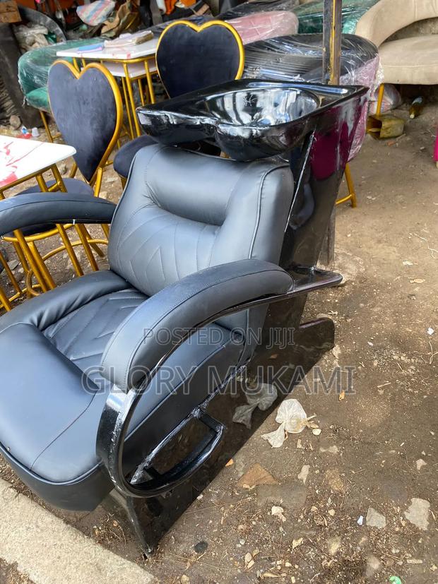 Black Leather Salon Sink Wash Basin - main view