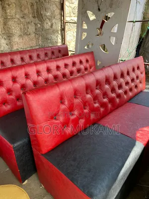 Red and Black Stripe Restaurants and Bar Couches