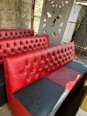 Red and Black Stripe Restaurants and Bar Couches