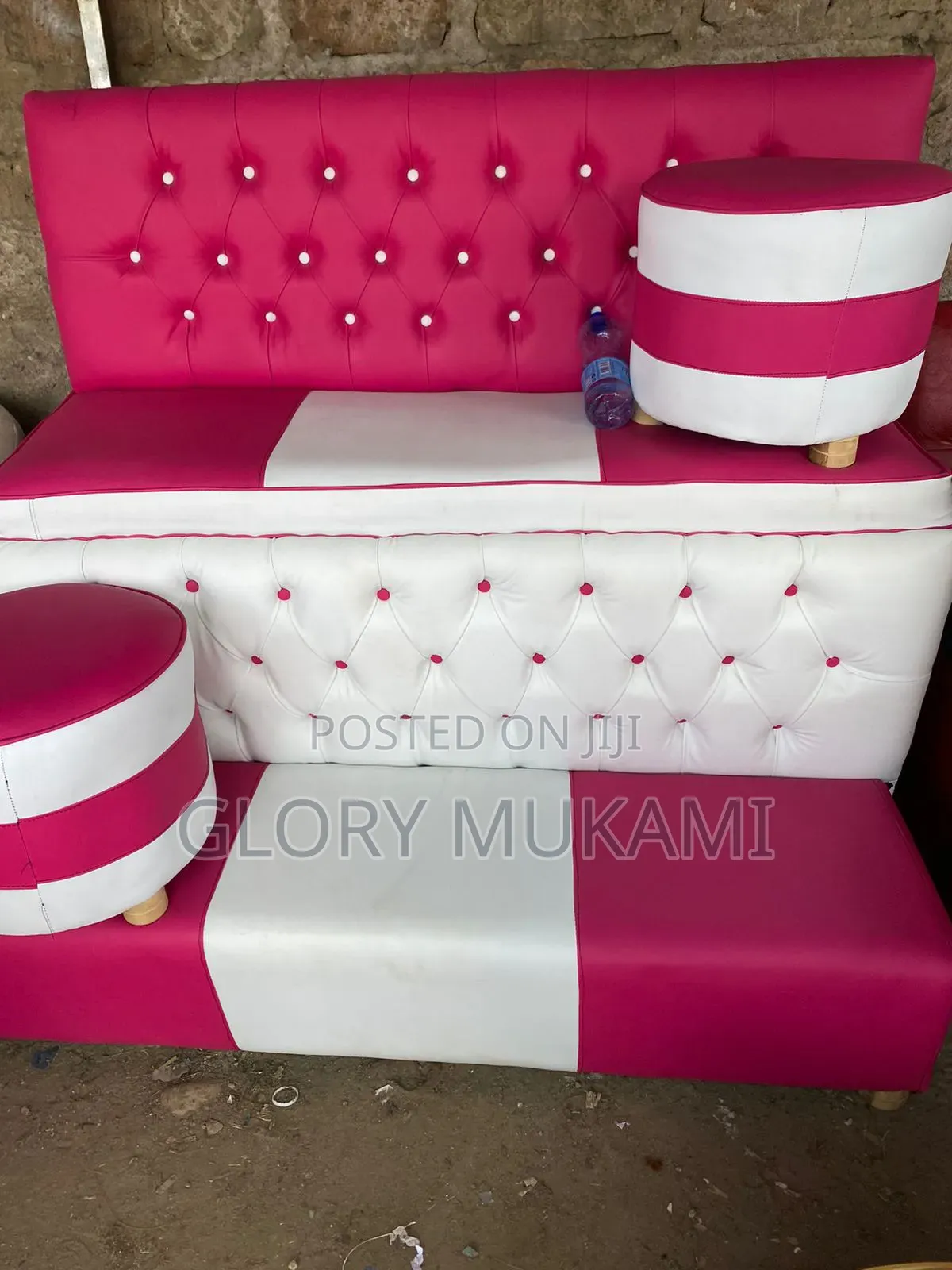 Pink Pedicure Set With Puff Stool