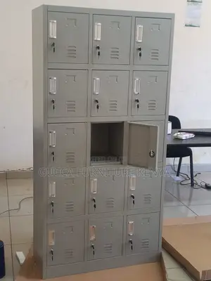 Cabinets:15-Doors Lockable Steel Storage Cabinet.