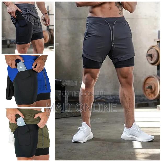 Compression Shorts With Pockets Quick Dry Double Layer Fitne