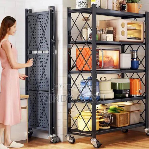 Big Size Foldable Kitchen Rack With Wheels
