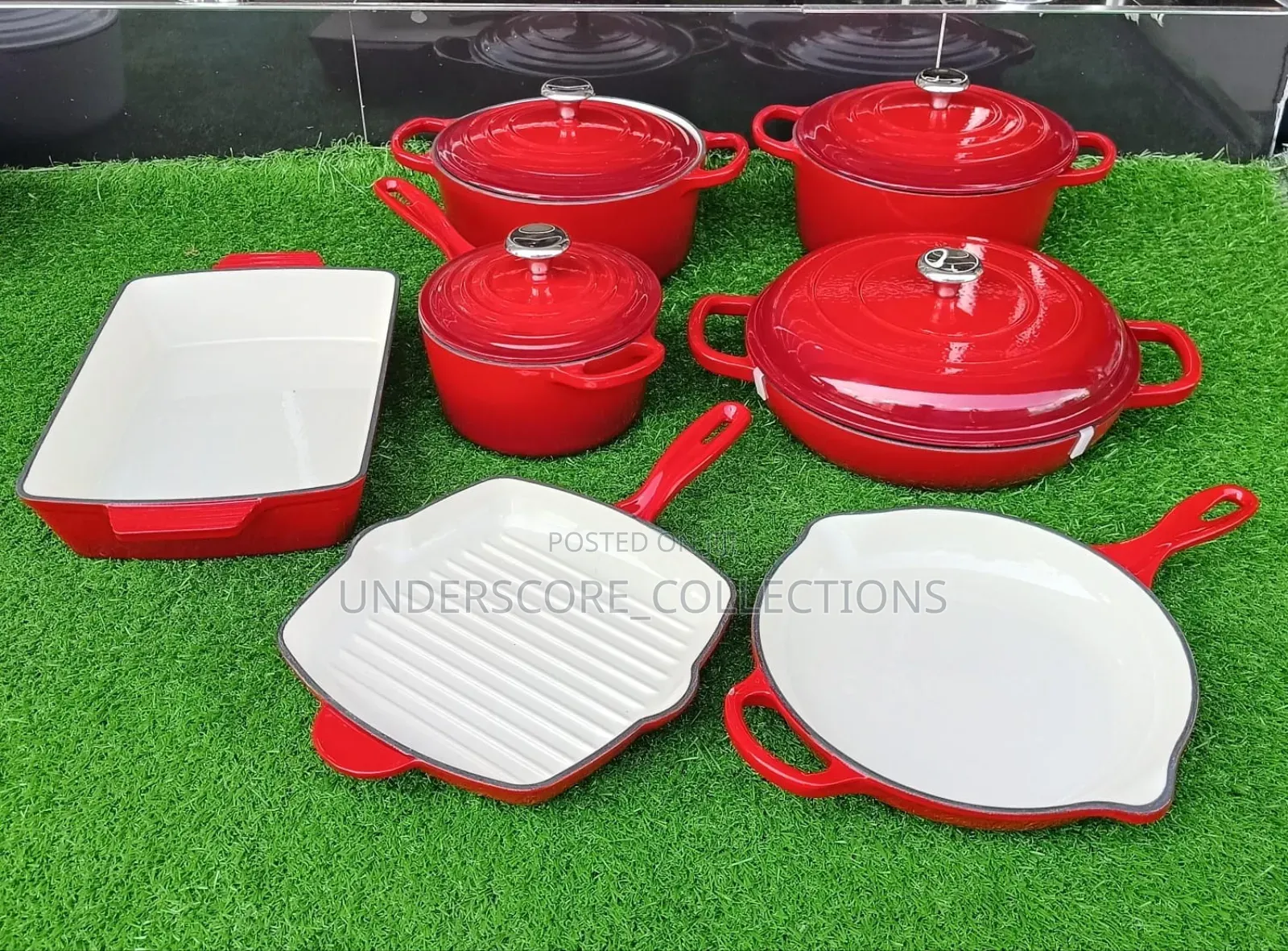 11 PCS Red Heavy Germany Enamel Cast Iron Pot on Wholesale