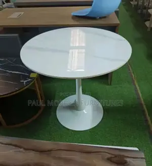 White Wooden Dining Round Table