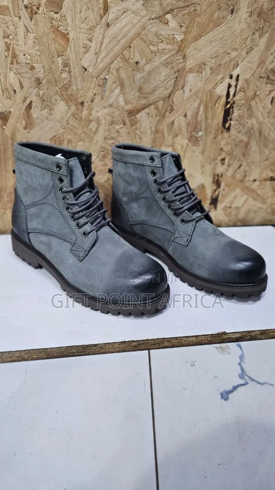 Grey Leather Timberland Boots for Men