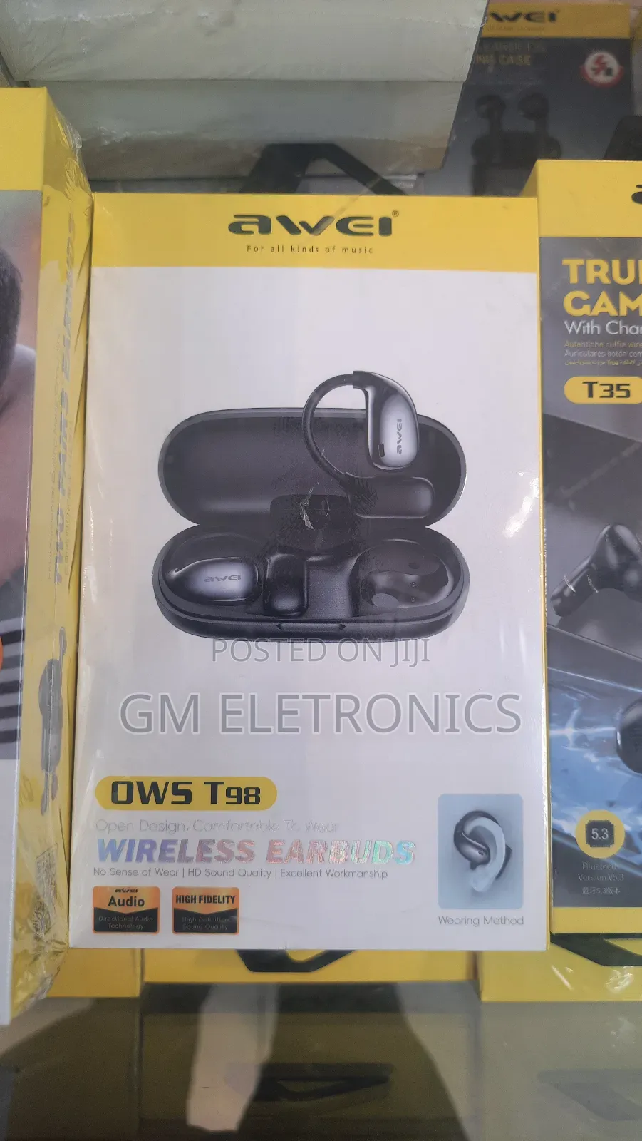 AWEI OWS T98 Liquid Silicone Ear-hook Bluetooth Earphone.