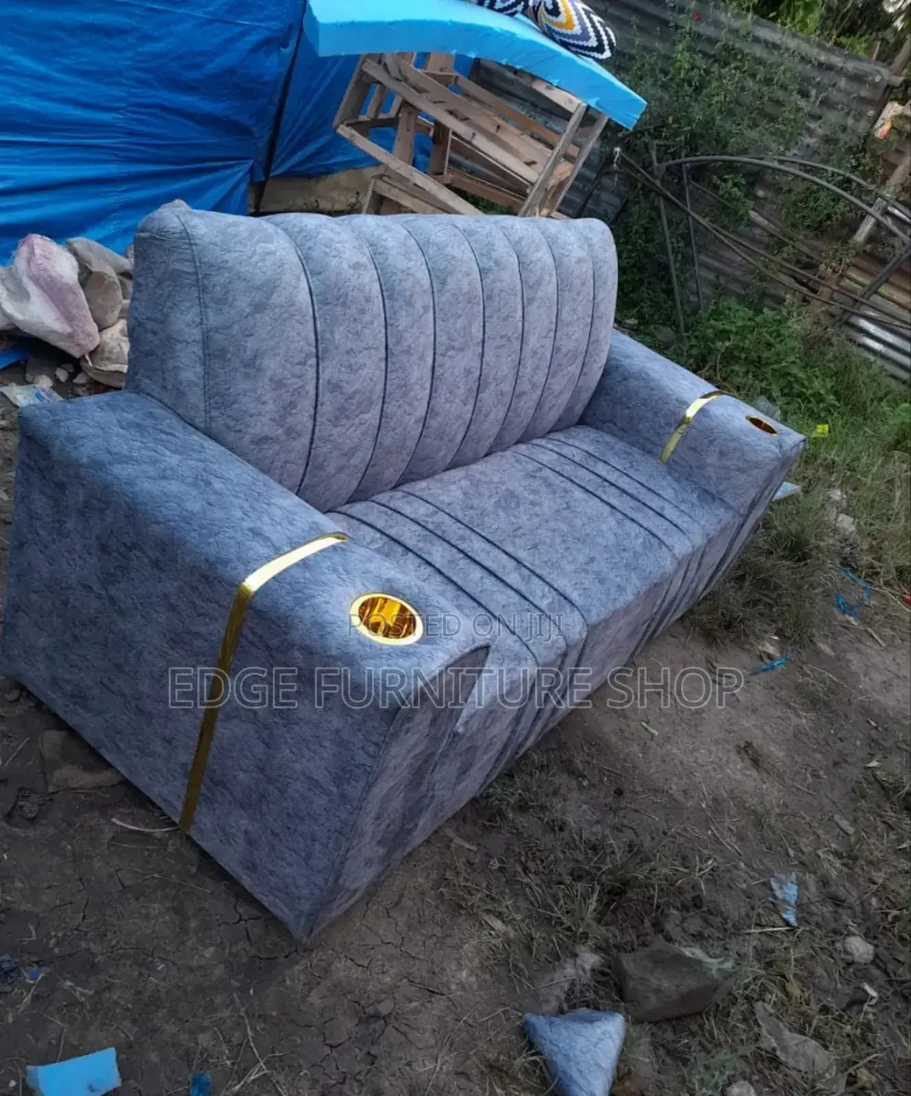 Velvet Grey Three Seater Available at New Vision Furnitures