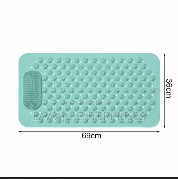 Turquoise Bathroom Antislip Mat With Footbrush - main view