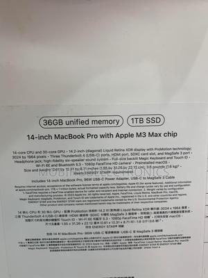 New Apple MacBook Pro 2023 M3 Max 14-inch 36GB Apple M3 Max SSD 1T