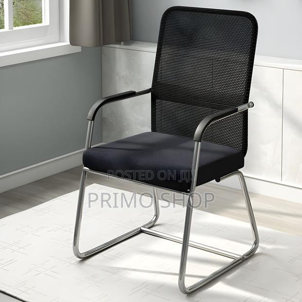 Modern Fixed Arms Chair No Wheels Mid-Back Office Chair - main view