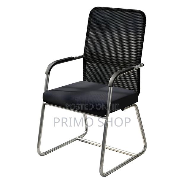 Modern Fixed Arms Chair No Wheels Mid-Back Office Chair - thumbnail 2