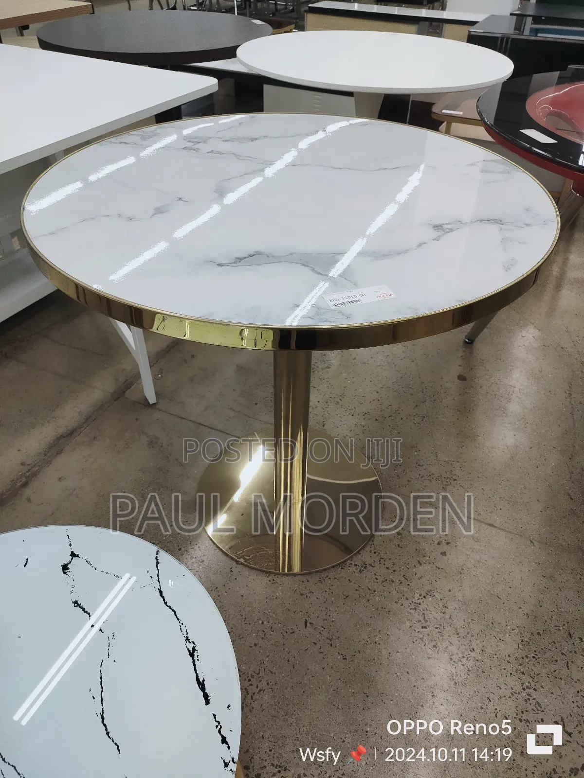 Gold Stand Round Dining Table