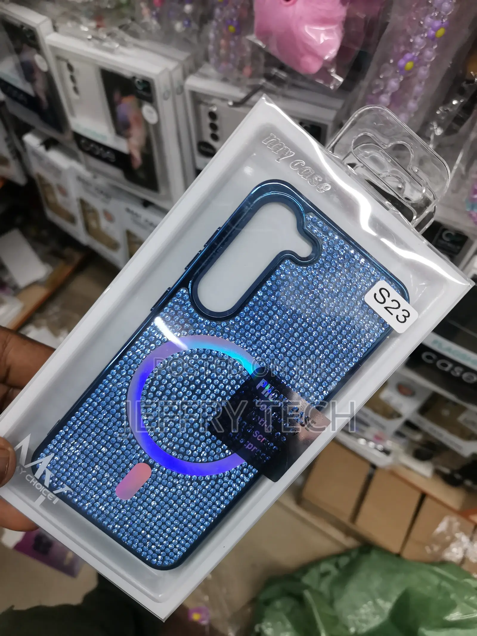 Samsung Galaxy S23 Glitter Case Compatible With Magsafe-Blue