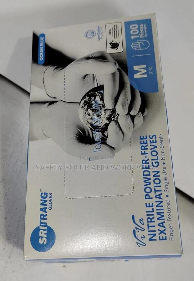 Ocean Blue Nitrile Powder Free Examination Gloves - main view