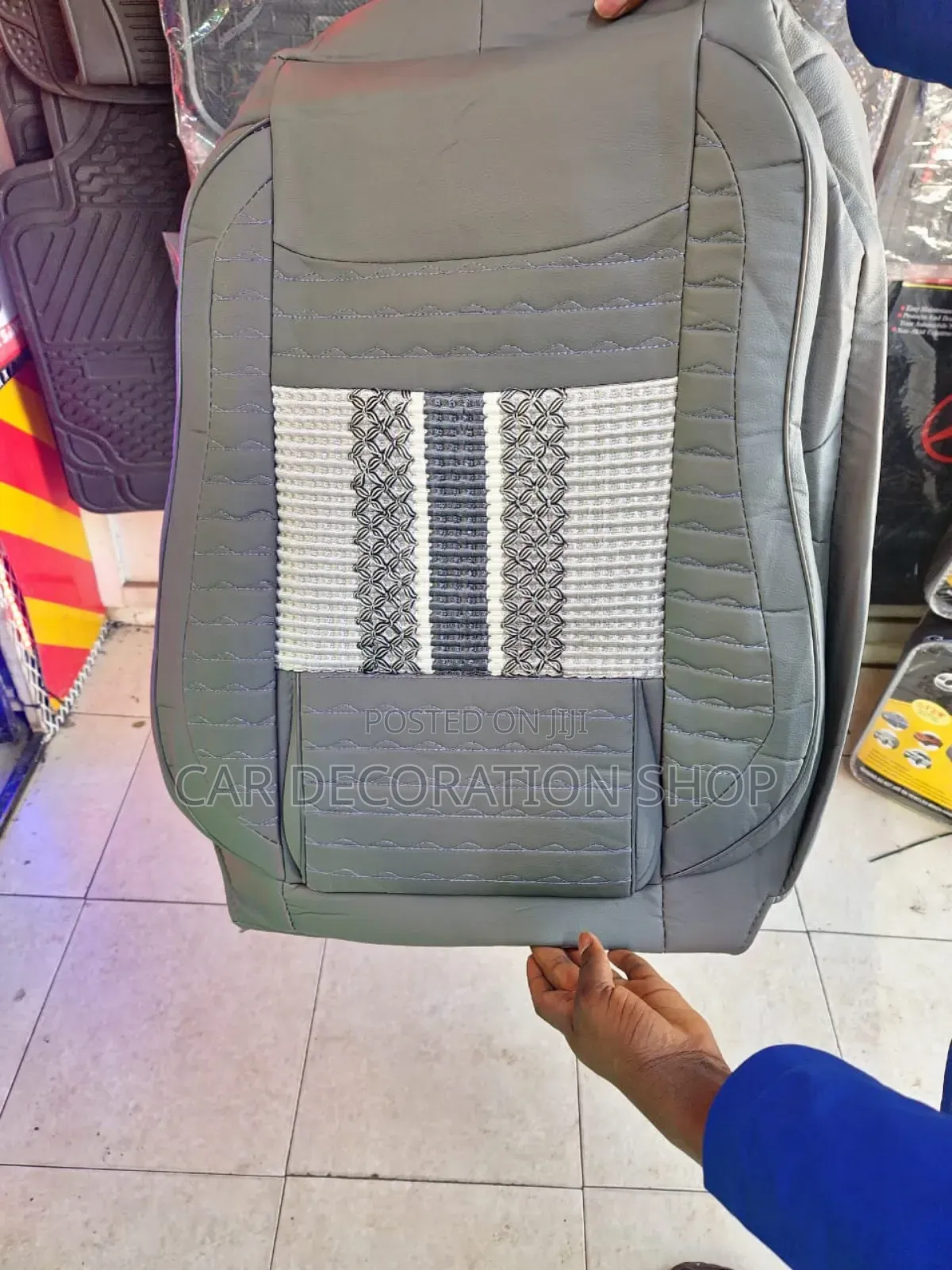Grey Leather Seat Covers With Stitches