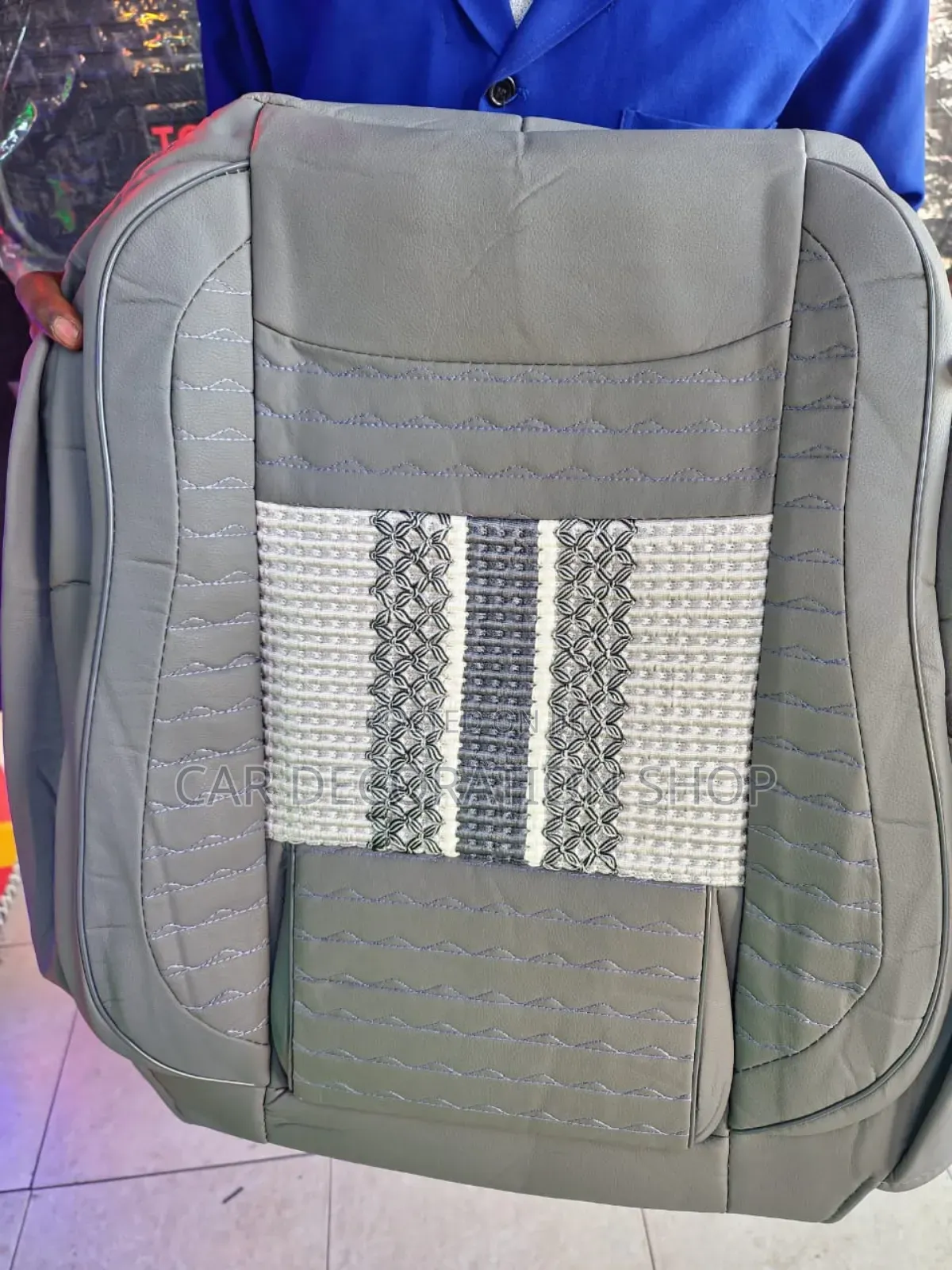 Grey Leather Seat Covers With Stitches