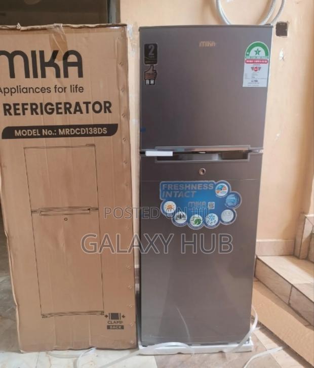 Mika Fridge, 138l, 2 Door Top Mount Freezer, Defrost