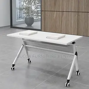 Office Table:Compact Foldable Study Table With Caster Wheels