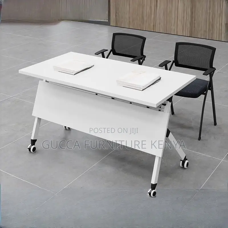 Office Table:Compact Foldable Study Table With Caster Wheels
