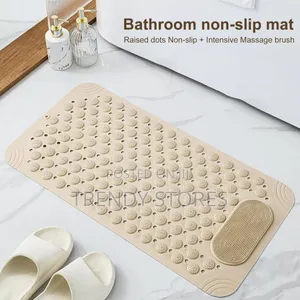 Beige Bathroom Antislip Mat With Footbrush
