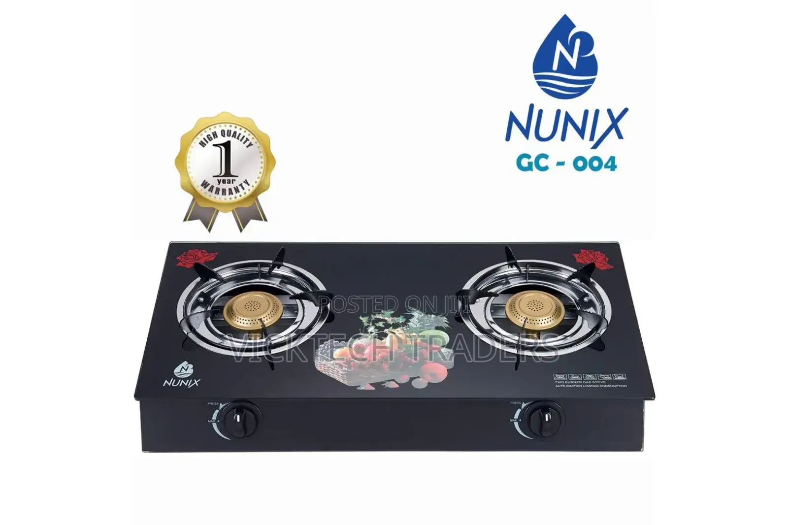 Nunix 2 Burner Glass Cooker