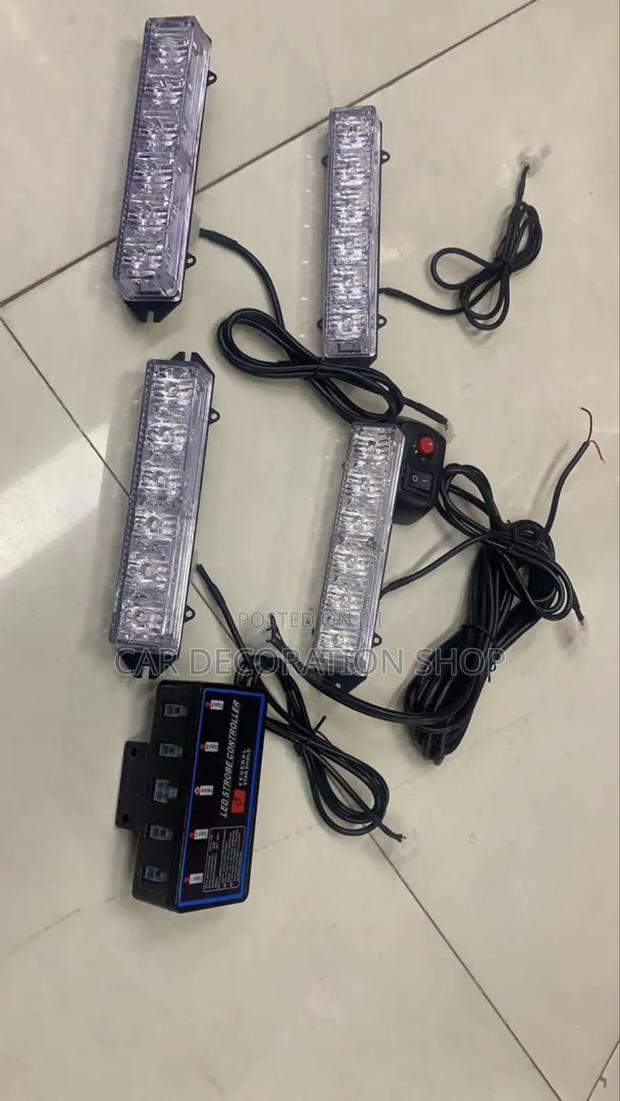 6 Led Bars Red and Blue Blinking Police Car Grill Lights